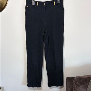 St John Sport Straight Denim Pants with Gold Accents *small hole* Likely size 6